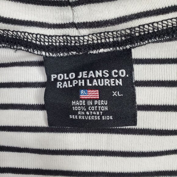 RL Polo Jeans Juniors Sz XL Turtleneck Flag Logo Lightweight Cotton Knit Striped - Picture 5 of 9